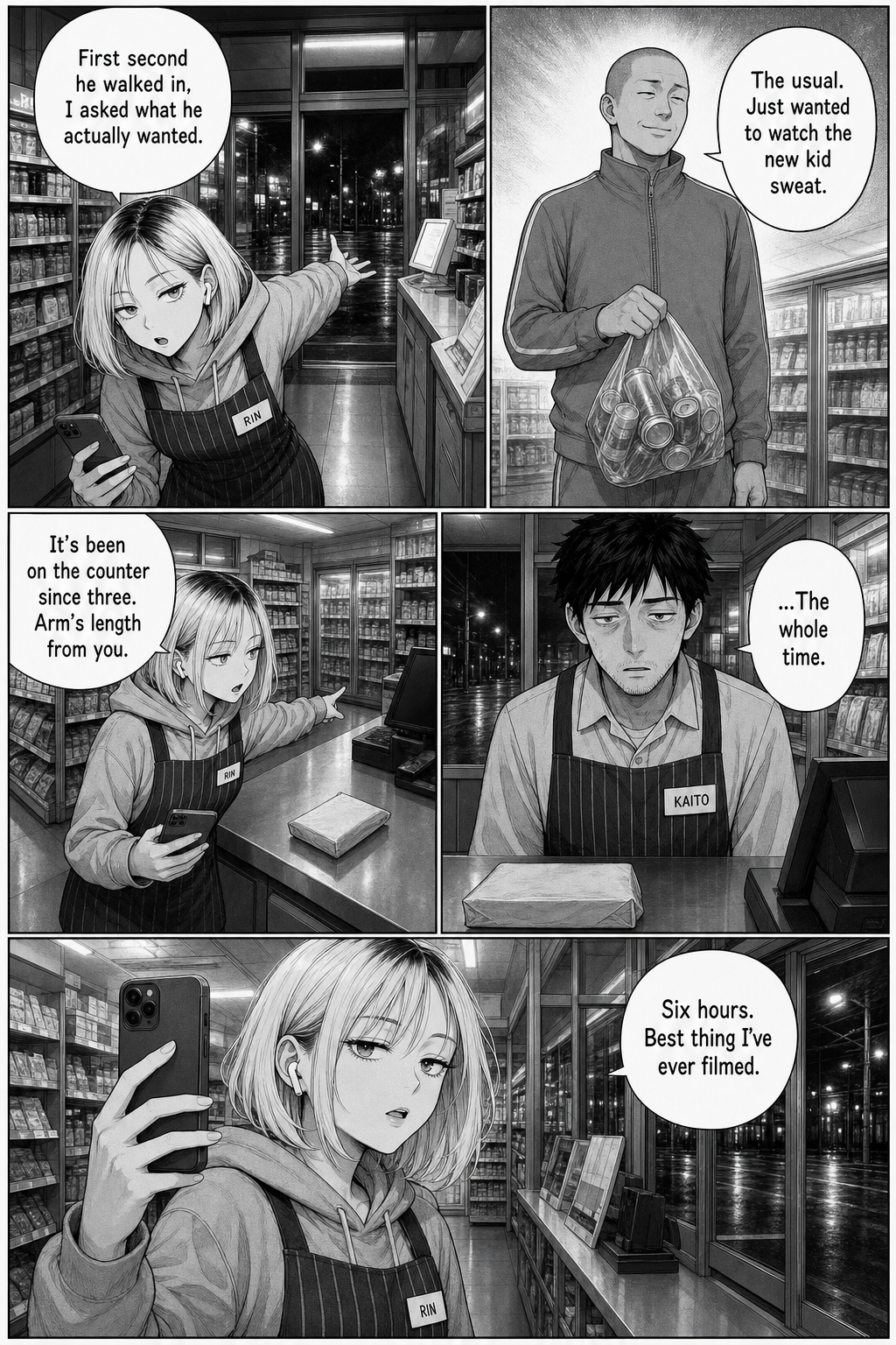 Rin reveals she asked the regular at the start — he wanted his usual, which sat on the counter all night — and calls it her best film.